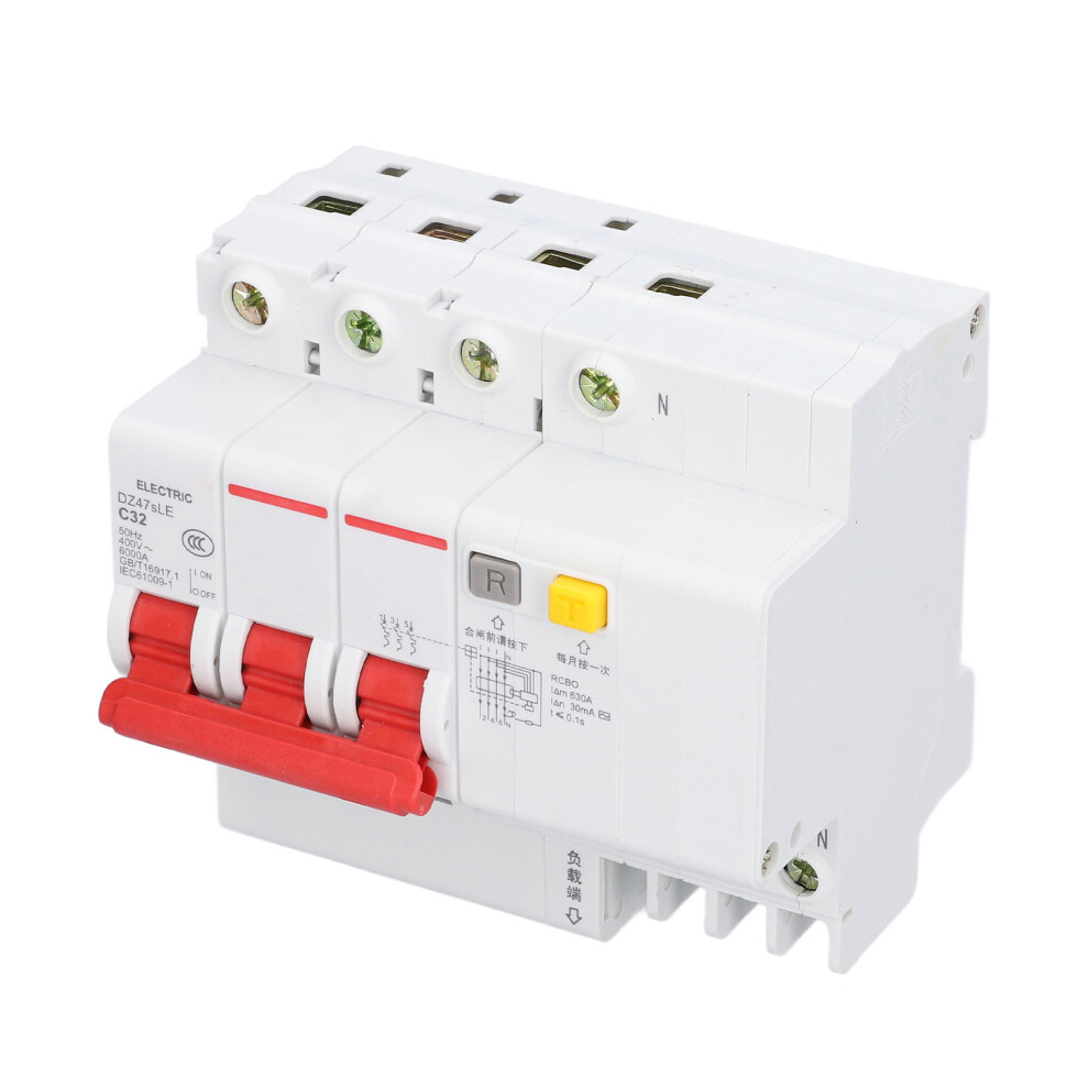 Dz47sle 32A 3P+N Residual Current Circuit Breaker Din Rail Mount Ac 400V 9491389044852