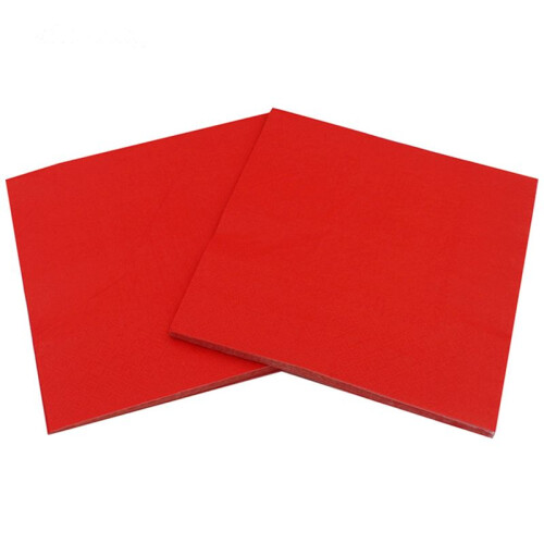 6 Pack Solid Color Printed Paper Napkin (Red) 1