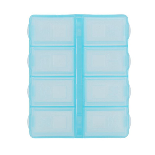 10X Plastico Rectangular 8 Compartimentos Caja de Pildora Medicina de 7 Dias Azul 1