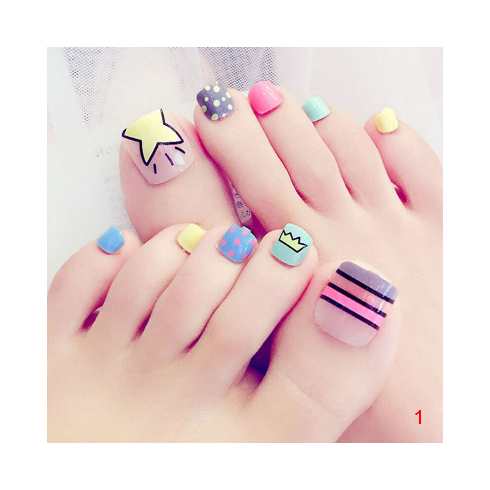 Creation-3C (1) 3D Toe Nails 24Pcs With Glue