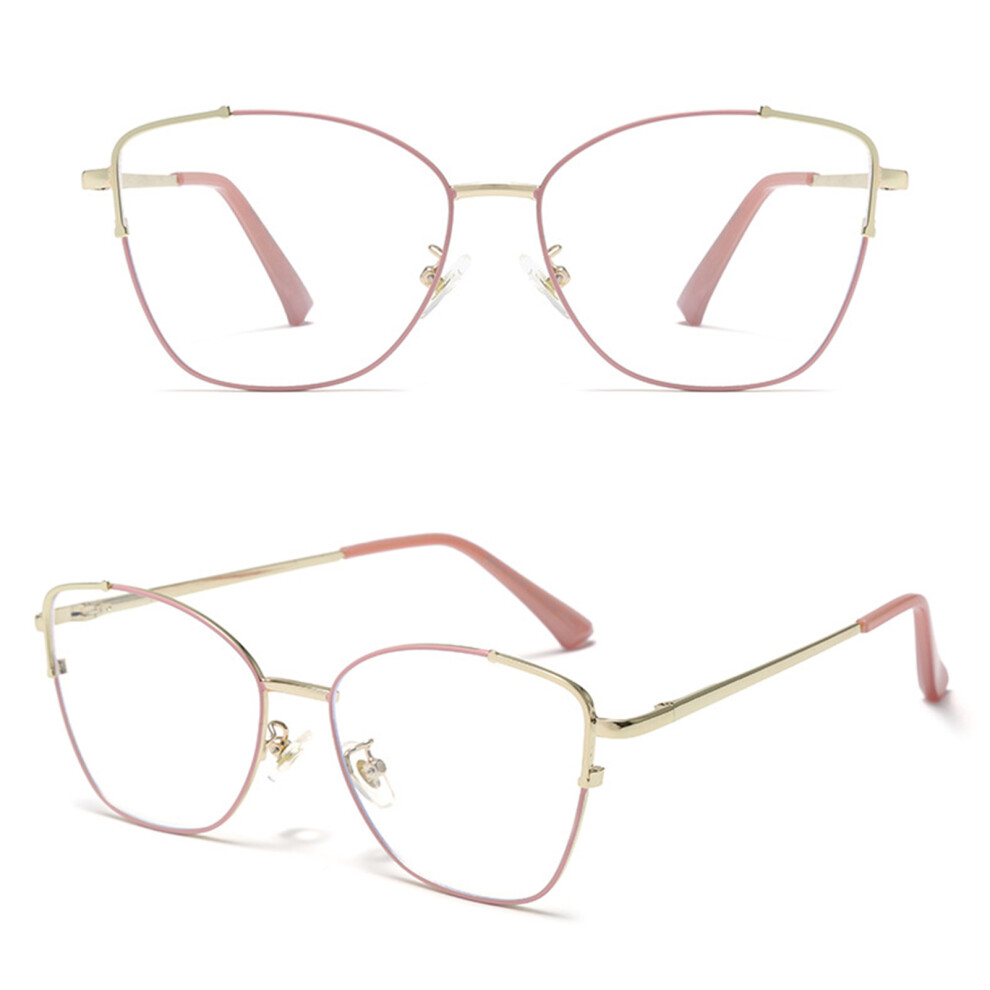 Roc-Electron (Pink Gold Frame, Anti-Blue Light Discoloration) Blue Light Blocking Glasses For Office Work