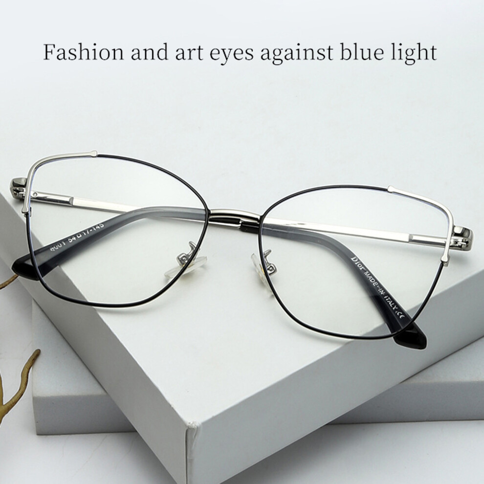 Roc-Electron (Black Silver Frame, Anti-Blue Light Discoloration) Blue Light Blocking Glasses For Office Work