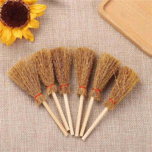 100Pc Miniature Artificial Straw Brooms with Red Ropes Halloween Straw Dollhouse Decoration Witches Party Decor Toy