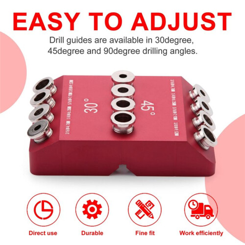30/45/90 Angle Drill Hole Guide Jig for Angled and Straight Hole,Cable Railing Lag Screw Drilling Template,2PCS 2