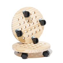 Plant Caddy with Wheels 12 Inch Wooden Rolling Plant Stand 2 Pack Lockable Heavy Duty Indoor Outdoor