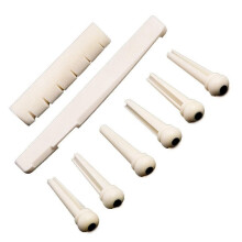 4 Sets Black and White ABS Bridge Pins & Saddle & Nut Replacement Parts for Acoustic Guitar