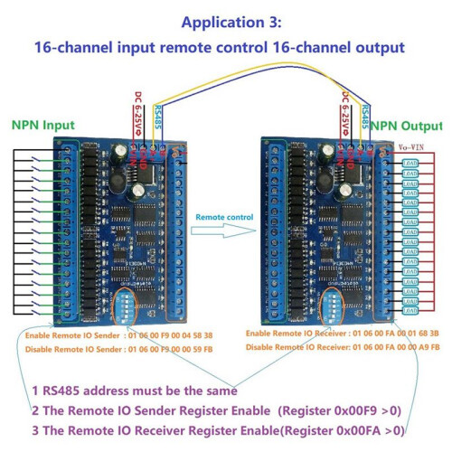 4X  12V 24V 16 Input 16 Output RS485 Remote Control  PLC IO Expansion Board Modbus RTU Module, Only Board