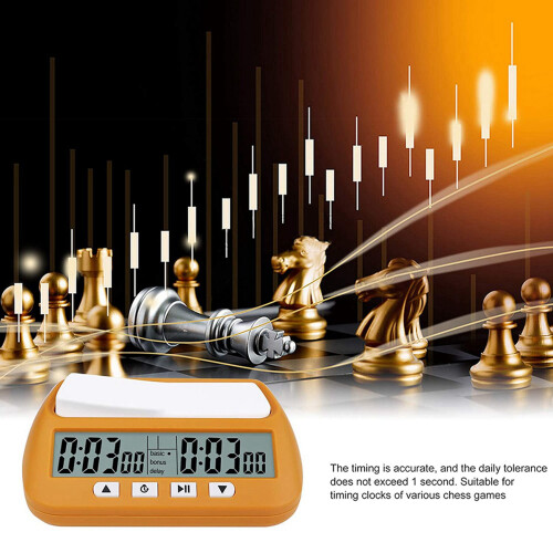 2X Chess Clock, Digital Chess Timer & Game Timer, 3-In-1 Multipurpose Portable Professional Clock Yellow 2