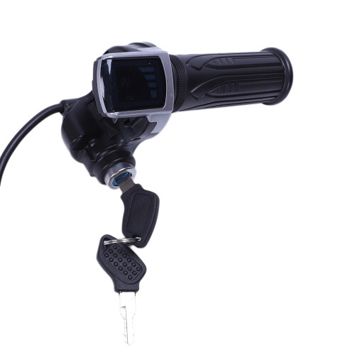 2X 36V Universal Electric Bicycle Throttle Handle with LED Display Indicator Speed Power Display Key Lock 1