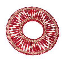 Straw Plaited Retro Nordic Round Hanging Mirror Decor 40cm Red