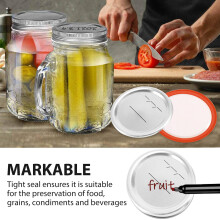 Canning Lids Regular Mouth for /Kerr Jars, Split-Type Metal Mason Jar Lids with Silicone Seals, Silver, 28 PCS
