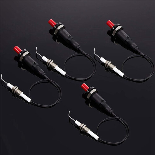8 Pieces Propane Push-Type Piezo Igniter Kit with Threaded Ceramic Electrode Ignition Plug Wire 30 cm for Gas Grill 1