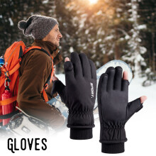(Black, Show Your Fingers) Women\'s Touchscreen Winter Gloves - Split Finger