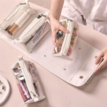 Travel Toiletry Bag with Detachable Compartments, Hanging Makeup Organizer, PU Leather Roll- Cosmetic Bag for Travel