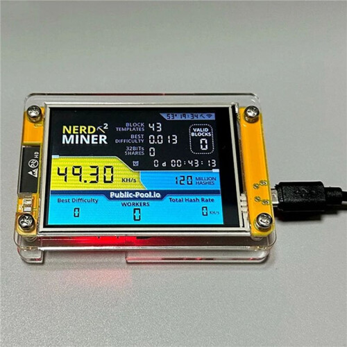 2X Novo Nerdminer V3 2,8 Polegadas BTC Solo Lottery Nerd Miner Crypto Bitcoin Miner Solo Mining Machine 1