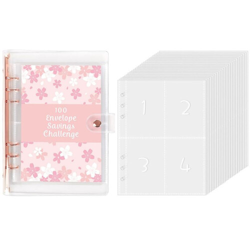 2PCS 100 Envelope Challenge Binder Easy and Fun Way to Save 5, 050 - Savings Challenges Binder, Budget Binder 2