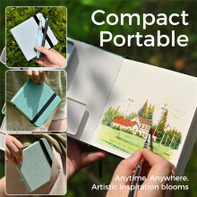 Watercolor Journal, 4.7x4.7, 2 Pack, 24 Sheets Each, Cotton Hot Press, 300gsm/140lb, Art Supplies,D