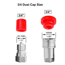 ISO-A 3/4 Hydraulic Quick Coupler Male Dust Cap and Female Plug Cover, Fits Hydraulic Quick Disconnects Coupler