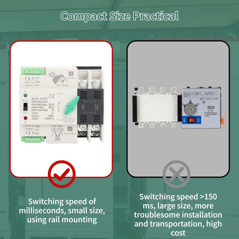 Dual Power ATS Switch 2P 100A