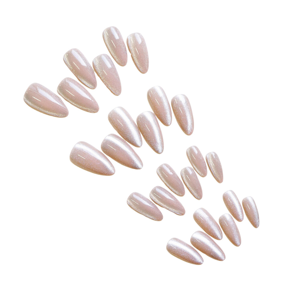 Reach-Tools 24Pcs Almond Glitter Cat Eye False Nails