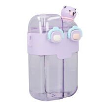 Kawaii Trinkflasche 780ml mit Strohhalm Lila