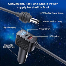 Power Cable 10FT 3-in-1 Car Charger to , 12-24V Adapter with 36W USB-C PD for Starlink