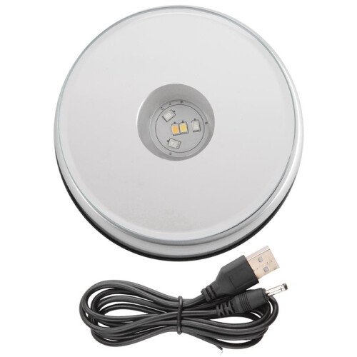 4X Display Turntable Base for Crystals Glass Art,LED Colored Rotating Crystal Display Base Stand with USB Cable 2