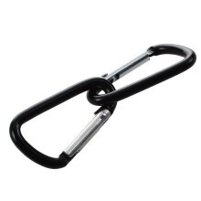 10x Hiking Spring Loaded 4mm Dia Black Aluminum Alloy Carabiner Hooks