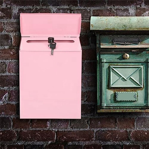 Wall-Mounted Mailbox Lockable Mailbox Wall Collection Box Farmhouse Mailbox with Key Suitable for Home Office 2