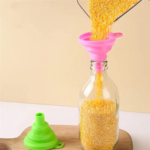 Multifunctional Portable  Funnel, Retractable Silicone Folding Funnel for Kitchen,Kitchen Tools,Green 1