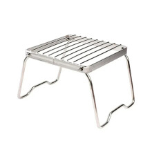 Camping Grill Foldable Stainless Steel Campfire Cooking Stand Outdoor BBQ Rack Black