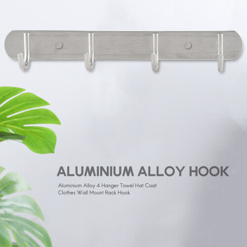 Aluminium Alloy 4 Hanger Towel Hat Coat Clothes Wall Mount Rack Hook 2