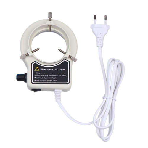 Lampe Lumineuse Annulaire LED pour Microscope, Éclairage Circulaire, Source de Lumière pour Caméra de Microscope Industriel, Prise UE