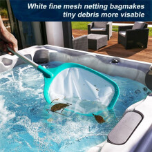 Pool Skimmer Net with Pole- Hot Tub, Pond & Spa Leaf Rake with Deep Ultra Fine Mesh for Kiddie Pools