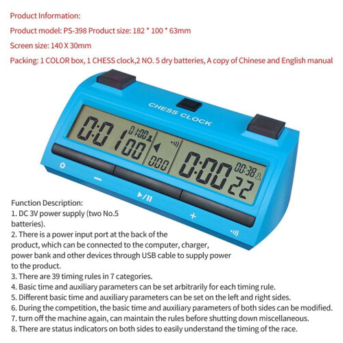 Professional Chess Digital Timer Chess Clock Count  Down Board Game Stopwatch Bonus Competition Hour Meter 2