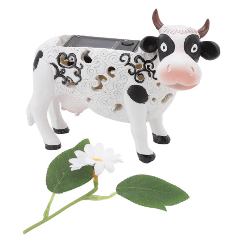 Daisy Cow Solar Light Resin Garden Statue1Pack