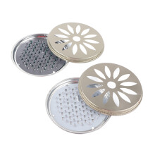 Conjunto de 2 suportes para espiral repelente de mosquitos em aço inoxidável com dentes de apoio e tampa vazada.