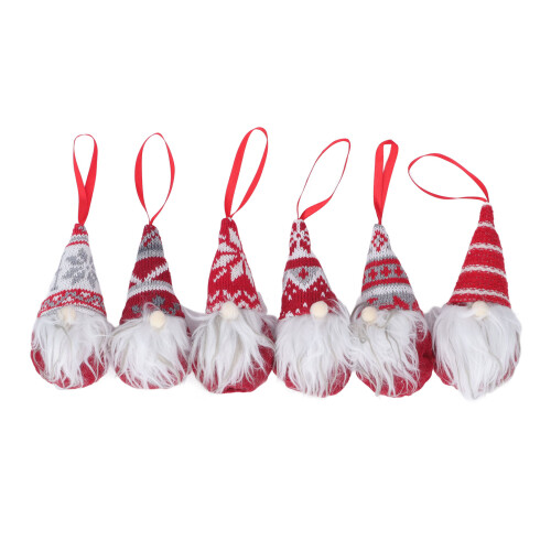 Set van 6 kerstkabouterballen, van stof