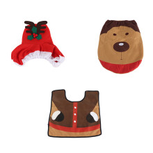 3pcs/Set Christmas Elk Toilet Seat Cover Rug Set Decortions for Home Bathroom Ornament