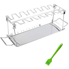 Stainless Steel Chicken Wing and Leg Rack 12Slot Large Capacity Foldable BBQ Stand for Grill and Oven