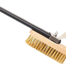 Pizza Oven Brush with Scraper, Heavy Duty Copper Bristles Long Handle BBQ Grill Cleaner for Home Kitchen