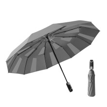 Windproof Travel Umbrella Auto Open Close, 41 Inch 10 Ribs Compact Folding, Grey