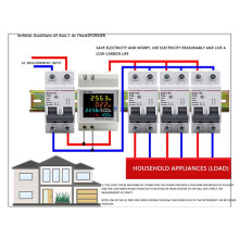 5X Din Rail AC Monitor 6IN1 40-300V 100A Voltage Current Power Factor Active KWH Electric Frequency Meter