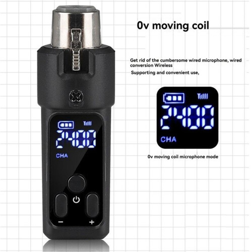 2X Convertitore per Microfono Wireless UHF XLR Ricaricabile Trasmettitore e Ricevitore Microfono per Microfoni Dinamici 0V 2