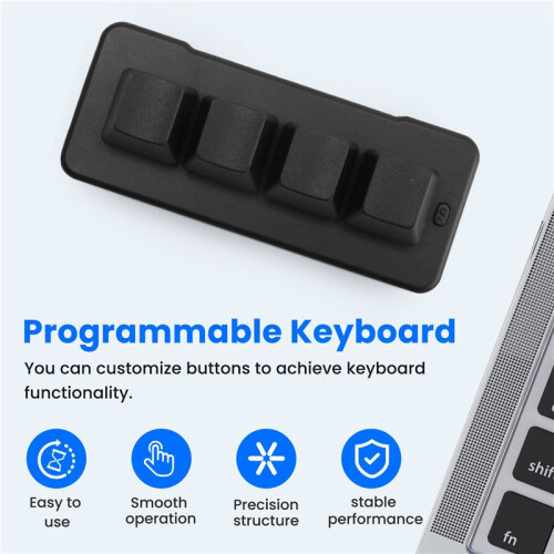 MK424U 4-Key  Customized Keyboard with Mechanical   USB Macro Programmable RGB Gaming Keyboard Black 2