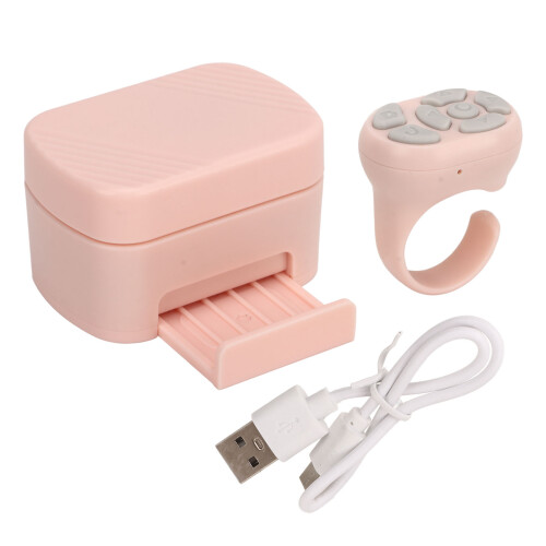 Pink Bluetooth Remote Control Ring with Charging Case for Phone Selfies 1