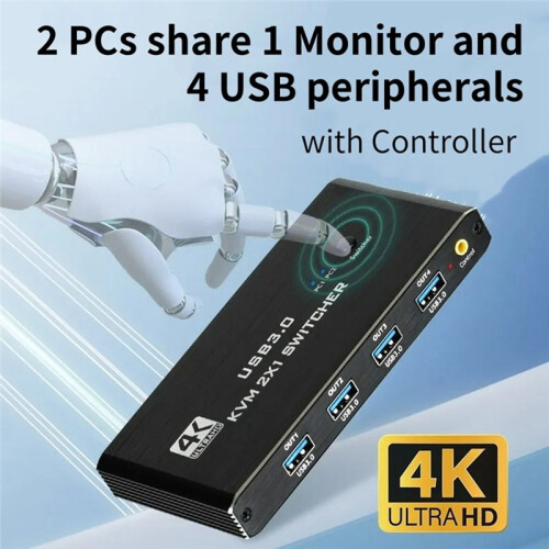 USB 3.0 KVM  with Remote for 2 Computers Share 1 -Compatible Monitor and Keybord/Mouse/Printer 1