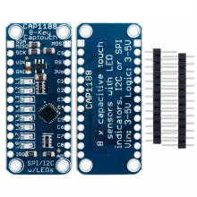 CAP1188 8-Key Capacitive Touch Sensor Module 3V-5V SPI Interface Board with LED Indicator Breakout for DIY Electronic