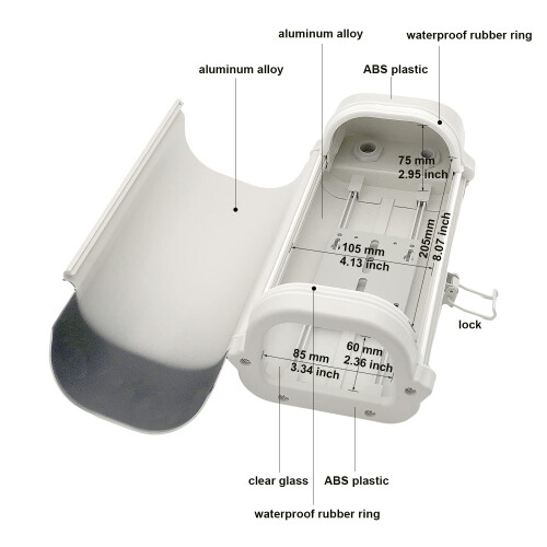 Weatherproof Aluminium CCTV Camera Housing with Clear Windshield and Secure Wall Mount 2