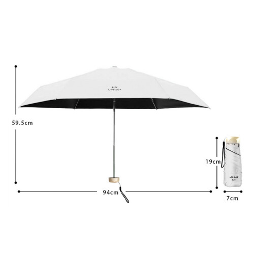 Super Light Mini Foldable UV Wind Proof Umbrella White - 200g 1